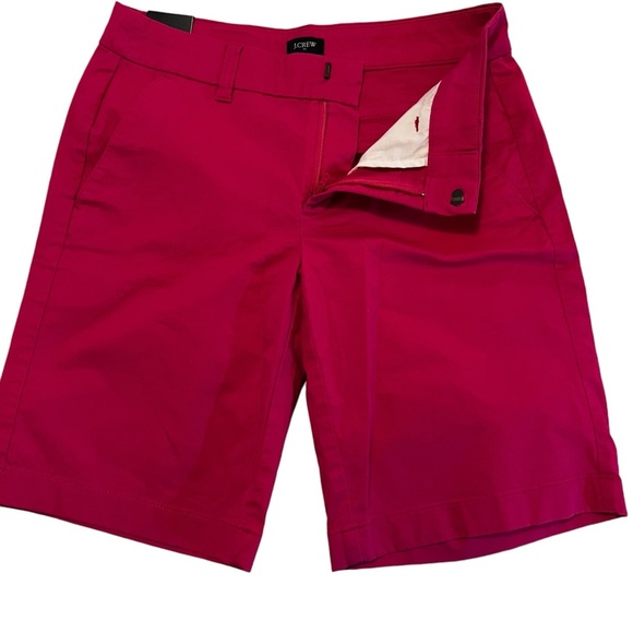 J. Crew 9” high-rise flat front long Bermuda shorts in pink women’s 0 modest - Picture 4 of 12